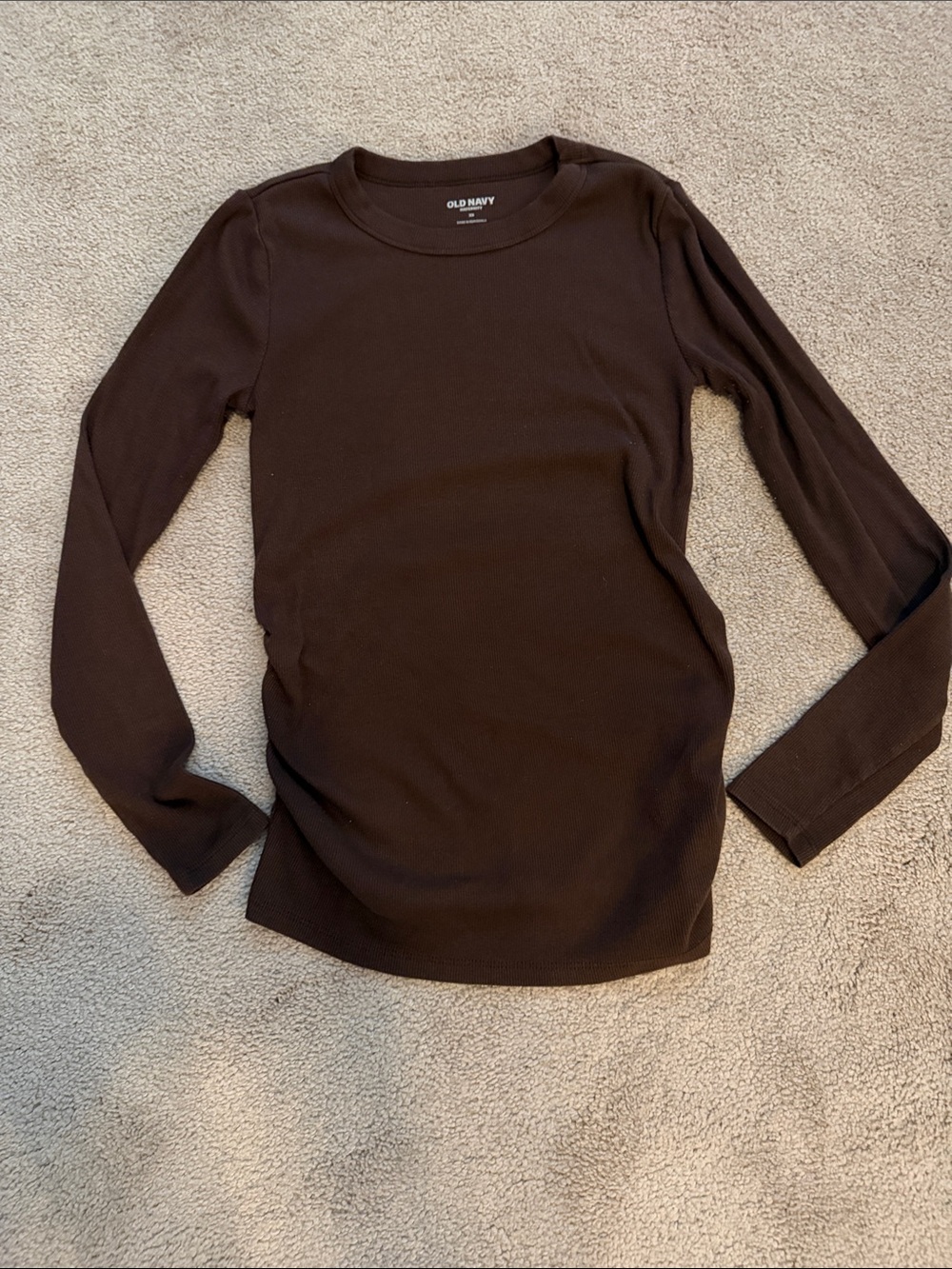 Old Navy Ribbed LS Maternity Thermal Tee w/Ruched Sides-size XS, EUC *like new*